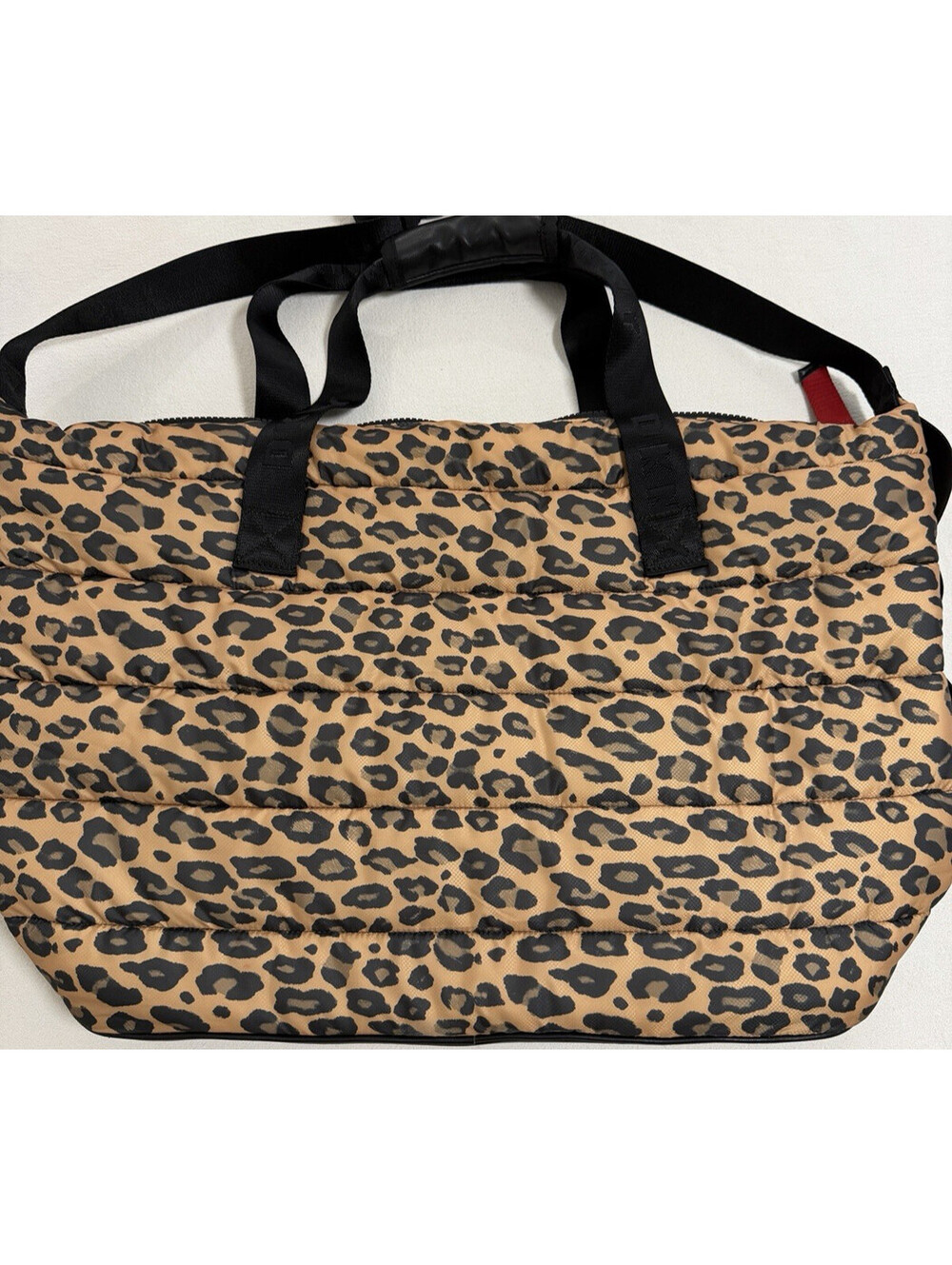 DKNY Torrie Weekender Leopard Print Quilted Duffle with Double Handles for Women - Picture 3 of 9